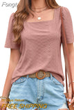 Hollow Square Collar Blouse Summer Women Casual Women's Shirt Loose Tops Short Sleeve Lace Fashion Blouses Blusas