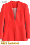 Hidden Button Blazer Pants Set Suits Women High Street Ladies Office Pants Matching Set Spring Autumn Blazer Coat