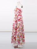 Fashion Dress Women 2025 Summer New Lotus Edge Temperament Folding High-Waisted Solid Color Bosom Long