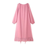 Fongt Women's Clothing Burst Stromed Casing Decoration V-Neck Dress