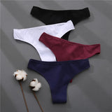 Brazilian Panties Cotton Women Underwear Ladies Solid Color T-back Underpants Sexy Low-rise Panty