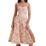 Fongt Women's Clothing 2026 Spring And Summer Temperament Thin Slings Sexy Open Broken Flower Dress