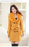 Fongt Autumn And Winter Large-Size Hairy Women's Coat Double Buckle Ebay Big Coat Collar