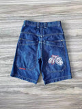 Sales Shorts Y2K Pants Harajuku Hip-Hop Lucky 7 Pattern Retro Blue Baggy Jeans-Outfit