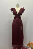 Fongt Summer New Fashion Lace Sleeve Hollow-Out Sexy Perspective Dress-Outfit