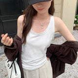 Version Of Solid Color Sling Vest Women's Summer New Design Sense Slim Thin Style Outside Wear Bottom Short
