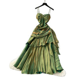 Fongt Goddess Fan Design Sense Square Neck Sling Sling Sling Folds To The Waist Lotus Leaf Dress Girl Dress Dress