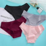3PCS Women's Cotton Briefs Lace Ventilation Underwear Women Sexy Women's Panties Female Underpants Solid Color