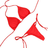 Fongt Neck With Bikini Solid Color Sexy Swimsuit Lady Split Strap Adjustable Multi-Color Swimsuit