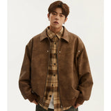 Fongt Collar Leather Jacket Men Spring And Autumn Free To Do Old Couple Work Clothes Pu Leather Jacket