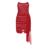 Fongt Autumn And Winter New Women's Hottie Pure Sexual Lust Sexy Lace Mesh Slimming Bag Hips Bra Dress