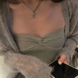 Fongt Summer New Design Sexy Chest Cross-Temper Sexy Knotted Broth Knitting