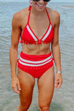 Pom Pom Mesh Patchwork Bikini