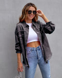 Fongt New Long-Haired Burrowed Denim Jacket Women Autumn Winter Long Sleeve Casual Collar Top