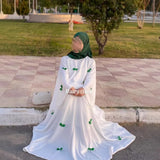 Fongt Eastern Arab Women's 2025 New Dubai Abaya Loose Flare-Sleeve Bow Dress