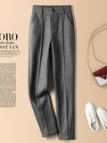 Winter Pants Women Casual Loose Elastic High Waist Warm Women's Pants Harajuku Fashion Thickening Herringbone Harem