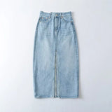 Trendy Women's Dress Front Forked Denim Skirt New Retro Spicy Girl Style High Waist And Middle Hip Skirt-Outfit