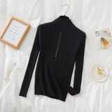 Fongt Collar Sweater Bottomed Women's Long-Sleeved Top 2024 Autumn And Winter New Button Tight Knitted