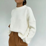 2021 Autumn Winter Oversized Long Sleeve Knitted O Neck Women Pullovers Sweater Fashion Casual Female Y2K