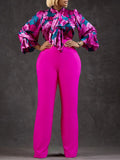 Fongt Women's Clothing 2025 Autumn And Winter Loose Large-Size Casual Print Long-Sleeved Shirt Broad Leg Pants Two-Set