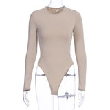 Fongt Autumn Winter New Women's Botop Bottom Round Collar Long Sleeve Jumpsuit
