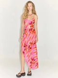 Fashion Stripe Open-Print Dress Women's Printed
