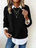Fongt Sheintemu Autumn And Winter Long-Sleeved Round-Neck Casual Burst Sweater