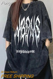 T-shirt Men's clothing Hip Hop Anime Ainting Letter Heart Vintage Y2k clothes Harajuku Goth Cotton Tee Half Sleeve