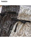 Summer Vintage Paisley Print High Waist Wide Leg Pants Spring Women's Fashion Elastic Waist Soft Full Length