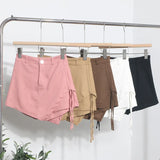 Real Shooting Babes Style Design Side Draw Rope Sexy High-Waisted Hip Skirt Irregular Elastic Short Skirt