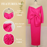 Fongt Deep V Bow High-Waisted Ass Party Big-Size Women's Dress Dress
