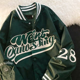 Retro Bomber Jacket Letter Embroidery 2021 Autumn Men Women Street Loose Wild Baseball Uniform Jacket Couple Y2k