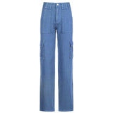 Loose Oversize Brown Jeans Women 2021 Casual High Waisted Cargo Pants With Pockets Vintage Cotton Trousers