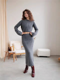Fongt And Winter 2025 New Hot One-Step Skirt Sweater Set Women's Collar Knitted Top + Left Hip Skirts Ins