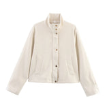 Fongt 2025 New Women's Velvet Texture Effect Collar Long-Sleeved Jacket Work Jacket