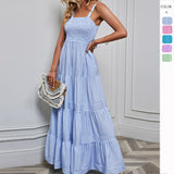 Fongt Spring And Summer New Women's Slings To Close The Belt Stripe Holiday Dress Female Sense