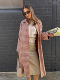 Fongt Autumn New Retro Art Single Buckle Collar Collar Long Wind Jacket