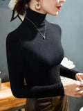Fongt Skin High Collar German Velvet Bottom Shirt Women's New Autumn Add Velvet Add Thick Slim Inside With Pile Collar Jacket-Outfit