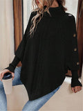 Fongt New Autumn And Winter High-Collar Button Decoration Bat Shirt Sworn Sweater