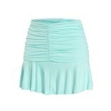 Boho Beach Skirts Summer High Waist Floral Printing Ruched Slim Short Mini Skirt A-line Bottoms Party Vacation