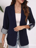 Fongt Spring And Autumn Fashion Casual Splicing Collar Repair Cardigan Temperament Suit Jacket