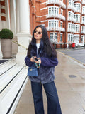 Fongt Autumn And Winter New Women's Loose Long Sleeve Splicing Colliding Color Thick Fur Coat Women