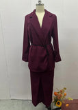 Fongt Solid Color Tie In Autumn 2025 With Waist Suit Half-Dress Commuting Suit