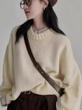 Fongt And Winter Lazy Style Retro Round Collar Collar Loose Horse Hair Pure Color Wear Inside And Thicken Sweater Female Tide