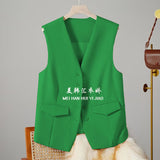 Fongt Vest Women's Small Vest 2025 Spring And Autumn New Repair Outside The Folding Wear Women's Shoulder Black Short Horse Clip