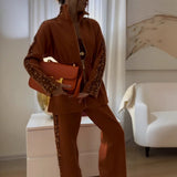 Fongt Fashion Bumpy Drawstring Tight Top Sleeker Sleeker Trousers Set In Autumn 2025