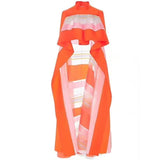 Streetwear Striped Asymmetrical Blouse Women Stand Collar Sleeveless Ruffles Female Clothes Summer 2022 Fashion