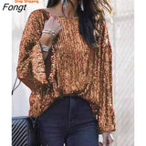 Loose Round Neck Blouse Sequined Short Sleeve T-shirt Women's Blouse Ladies' Casual Sports T-shirt All Neon Store
