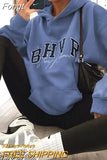 Hoodies Women Vintage 2023 Letter Print Hooded Shirt Long Sleeve Loose Pullover Streetwear Winter Oversized Sweatshirt