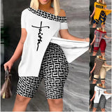 Fongt New Women's Wear Inclined Collar Short Sleeve Open-Sleeve Fork Shorts